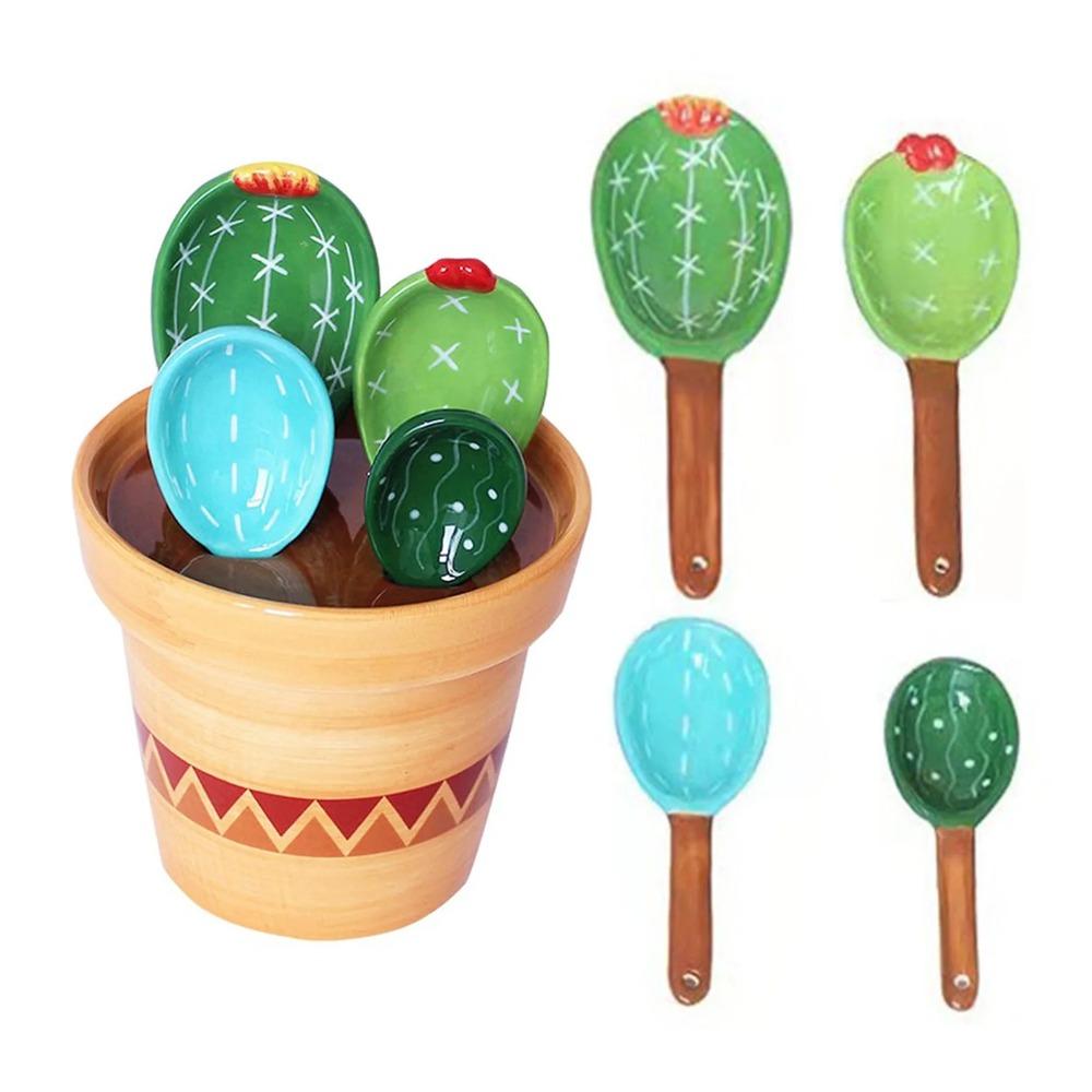 

4Pcs Potted Stirring Soup Spoon Cute Coffee Spoon Scale Spoons Decorative Tablespoons Gift Style A