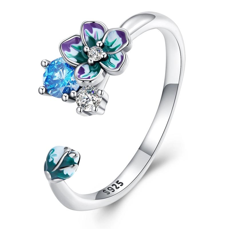 WOSTU 925 Silver Pet Cat Stackable Opening Ring For Women Snake Dog Adjustable Rings Fine Jewelry Party Birthday Gift