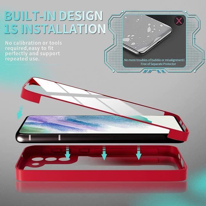 Coque - BOOLING - pour Samsung S21 FE - Rouge - Protection 360° - Anti-Rayure - Bordure Renforcée