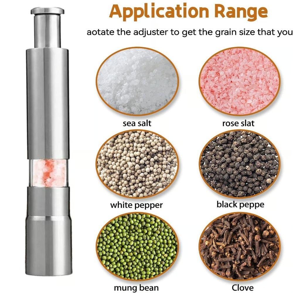 Stainless Steel Pepper Grinder Thumb Push Button Spice Grinder Thumb Push Grinder  Household Use