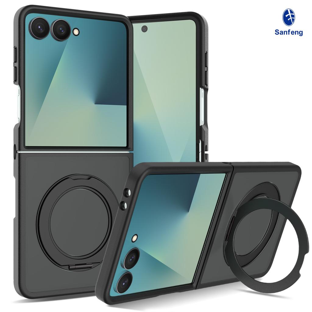 Matte 360° Spin Stand Cover for Samsung Galaxy Z Flip 7 Magnetic Mobile Phone Case with Ring Kickstand Cases Ring Holder New