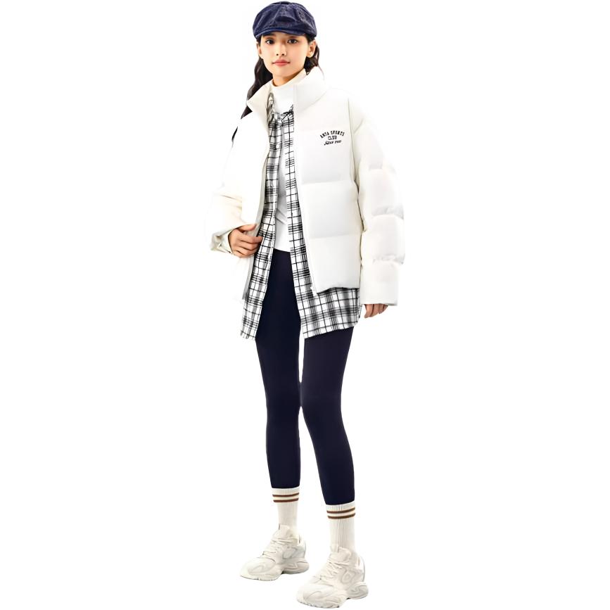 Anta Giacca Imbottita Comoda Traspirante Ampia con Zip Collo Alto Donna Capispalla Bianco Avorio 162448905N-1