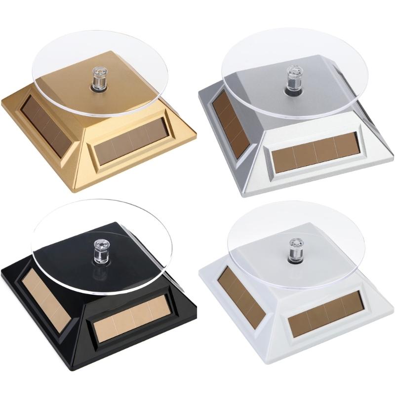 Solar Rotating Jewelry Display Stand Necklace Displaying Tray ABS Texture for Watches Rings and Small Electronics