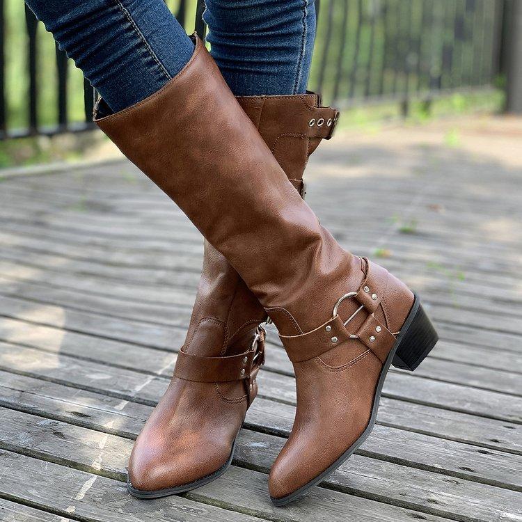 

Заостренные ретро-ковбойские сапоги женские 2024 новые высокие ботинки Martin с пряжкой на ремне, но детские сапоги до колена 43