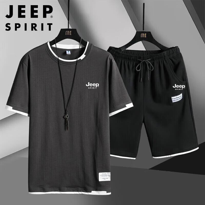 JEEP SPIRIT Men's Summer Casual T-Shirt & Shorts Set