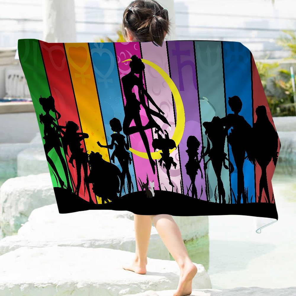 M-Moons Anime S-Sailors Microfiber Blanket Quick Drying Beach Towels Oversized Printing Super Absorbent Pool Towel Blanket