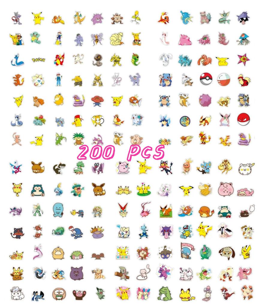 50pcs Pokemon Anime Stickers Pikachu Laptop Skateboard Scrapbook Suitcase Bike Cute And Charming Sticker Guitar Phone Cartoon Kid Present Playthings