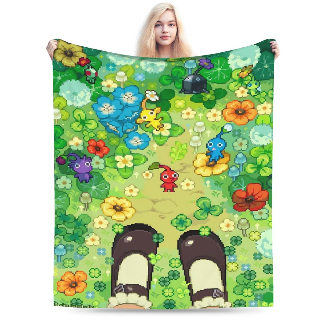 Pikmin Game Blanket Quality Super Warm  Throw Blanket Winter Kids Adult Living Room Fluffy Bedspread