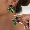 European-American Gradient Enamel Flower Stud Earrings - Versatile Holiday & Travel Style for Women