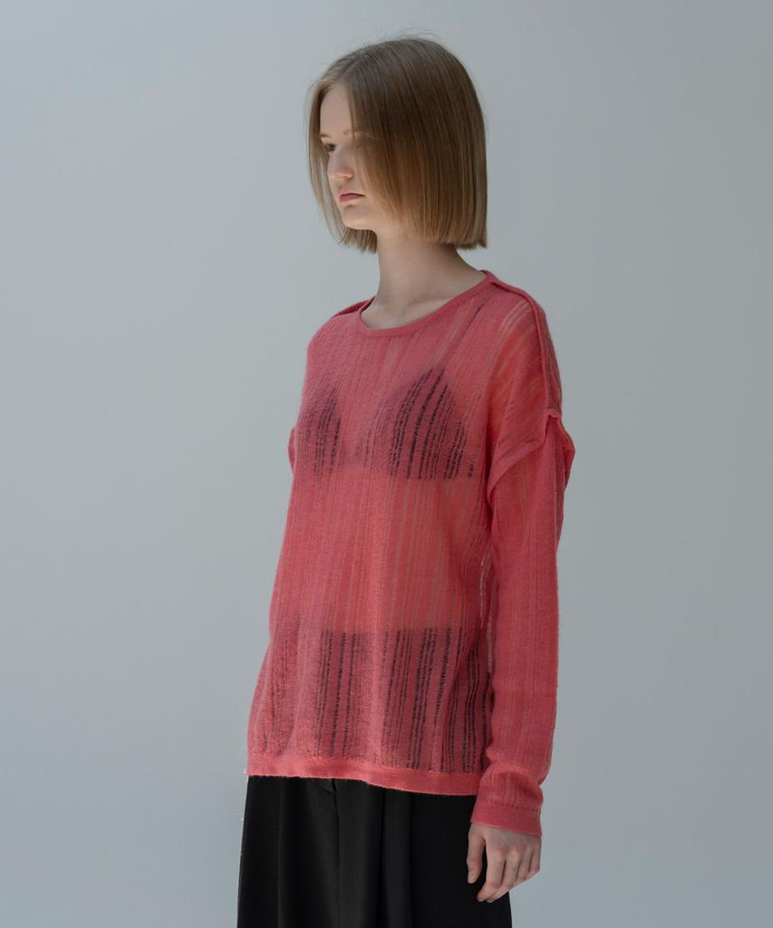 Mosyupamosyu Mohair See-Through Knit [Coral Pink]