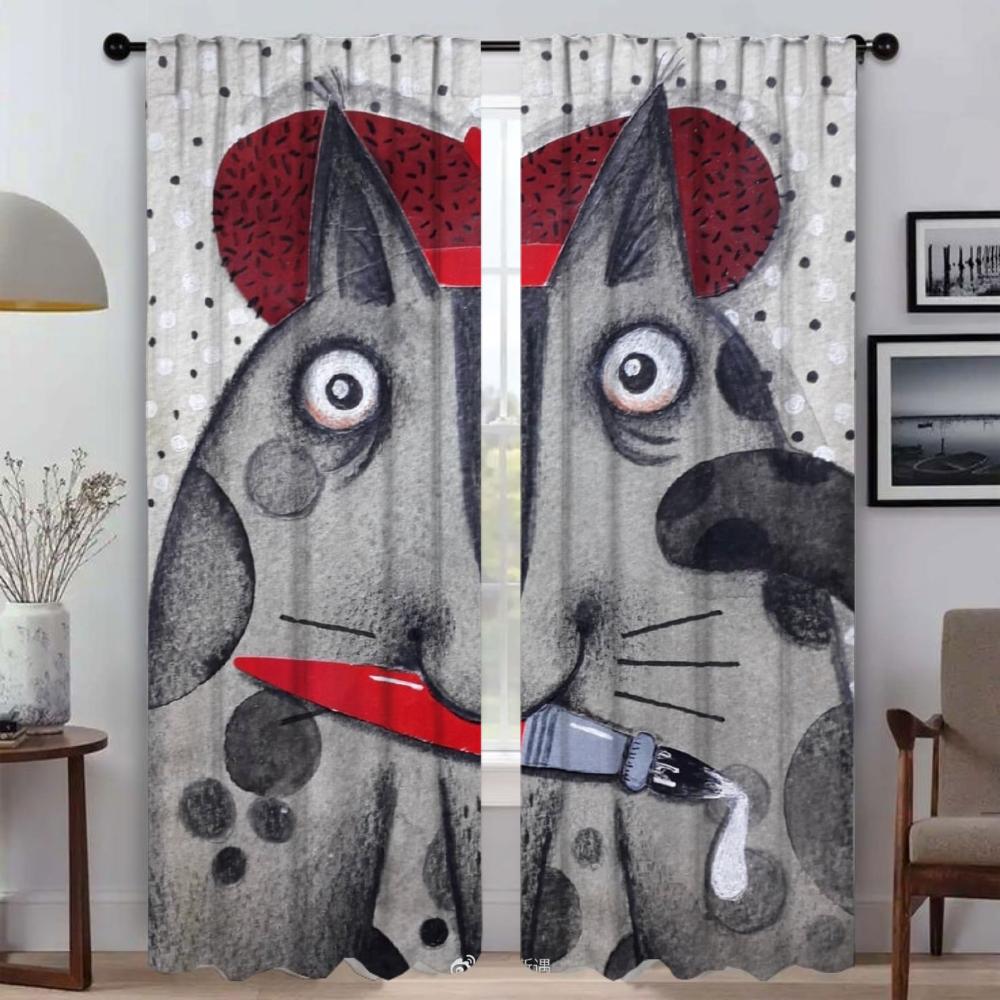 

Анималистические противомоскитные шторы для гостиной, занавески, украшение на Хэллоуин, шторы-перегородки, шторы для домашнего интерьера, 2 штуки W50xH70cmx2pcs-CL