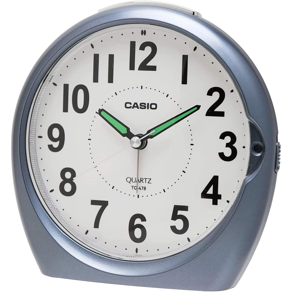 CASIO Analog Alarm Clock, Metallic Gray, Snooze, Light, TQ-478-8JF