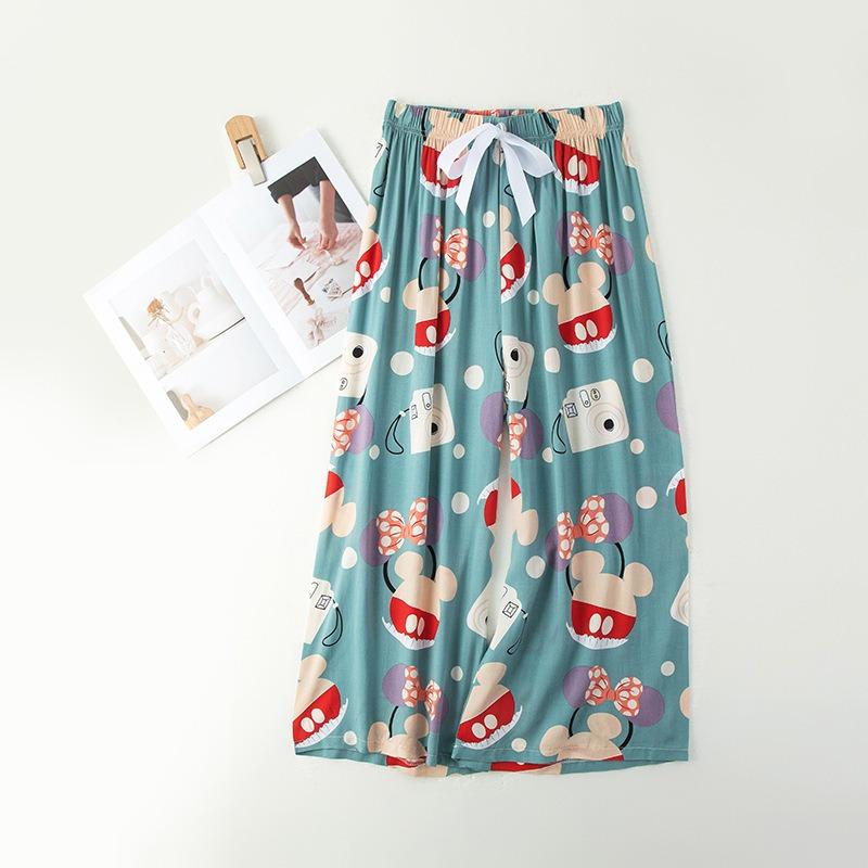 VEZFAA Moda damă ocazional cu imprimeu cu model de flori Pantaloni cu talie înaltă Pantaloni și capris