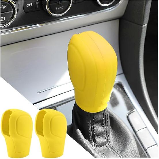 AICEL 2 Pcs Car Gear Shift Knob Cover, Elastic Silicone Car Automatic Shift Protector Cover, Universal Anti-Slip Auto Knob Gear Stick Protector for