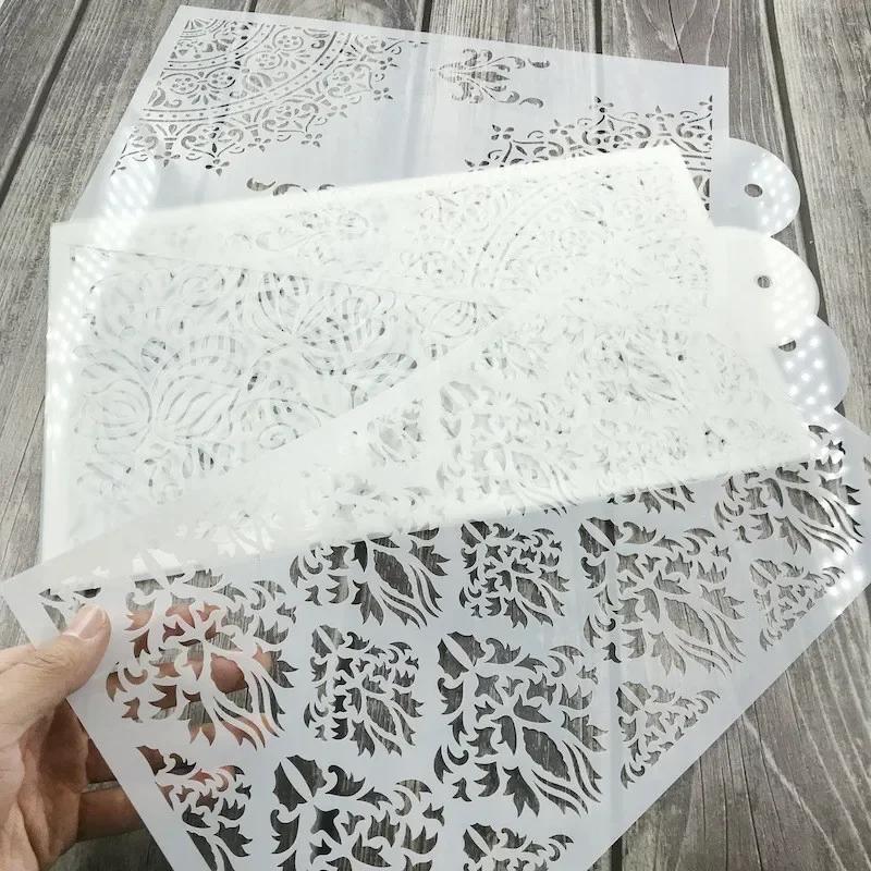New Fondant Stencils Lace Flower Spike Sugar Sieve Mold Cake Stamp Embossing Mold Wedding Cake Stencil Edge Decor Baking Tools