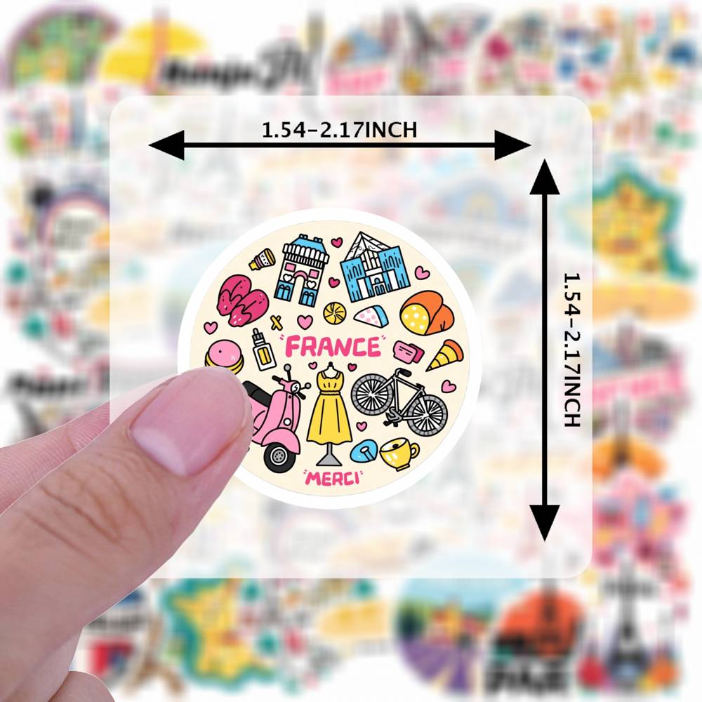 35pcs-50pcs Cute France Stickers Vintage  Stationery Stickers Teacher Reward Stickers For Guitar Laptop Helmet DIY