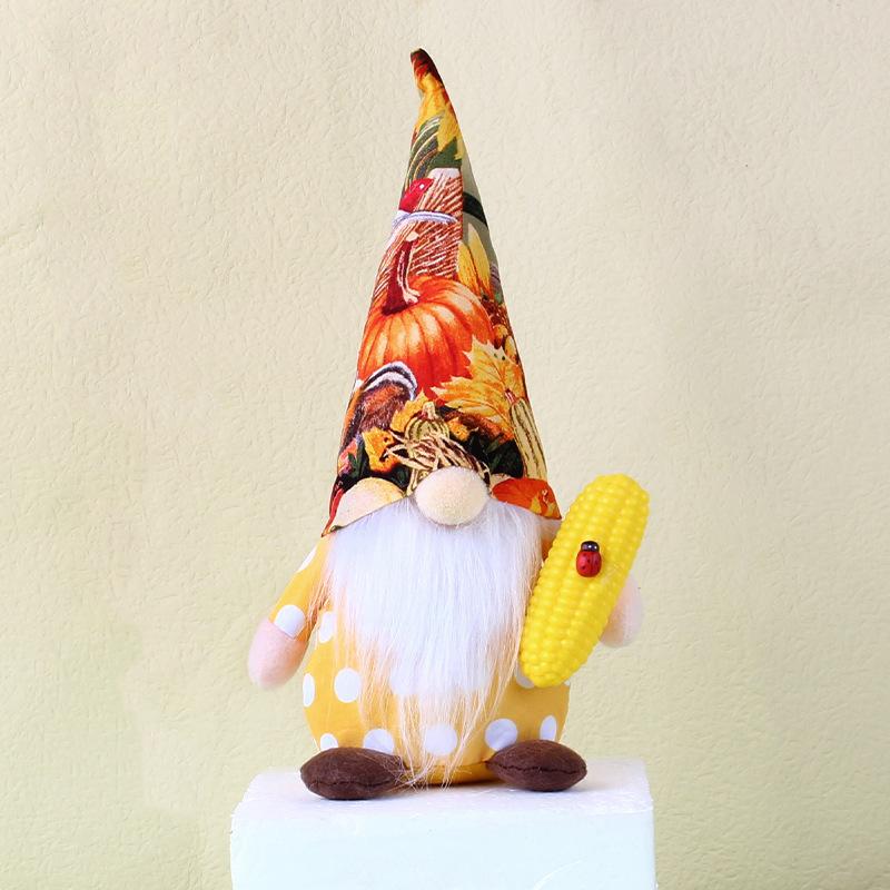Harvest Festival Holding Corn Doll Ornament Cute Rudolph Dwarf Faceless Doll Ornament