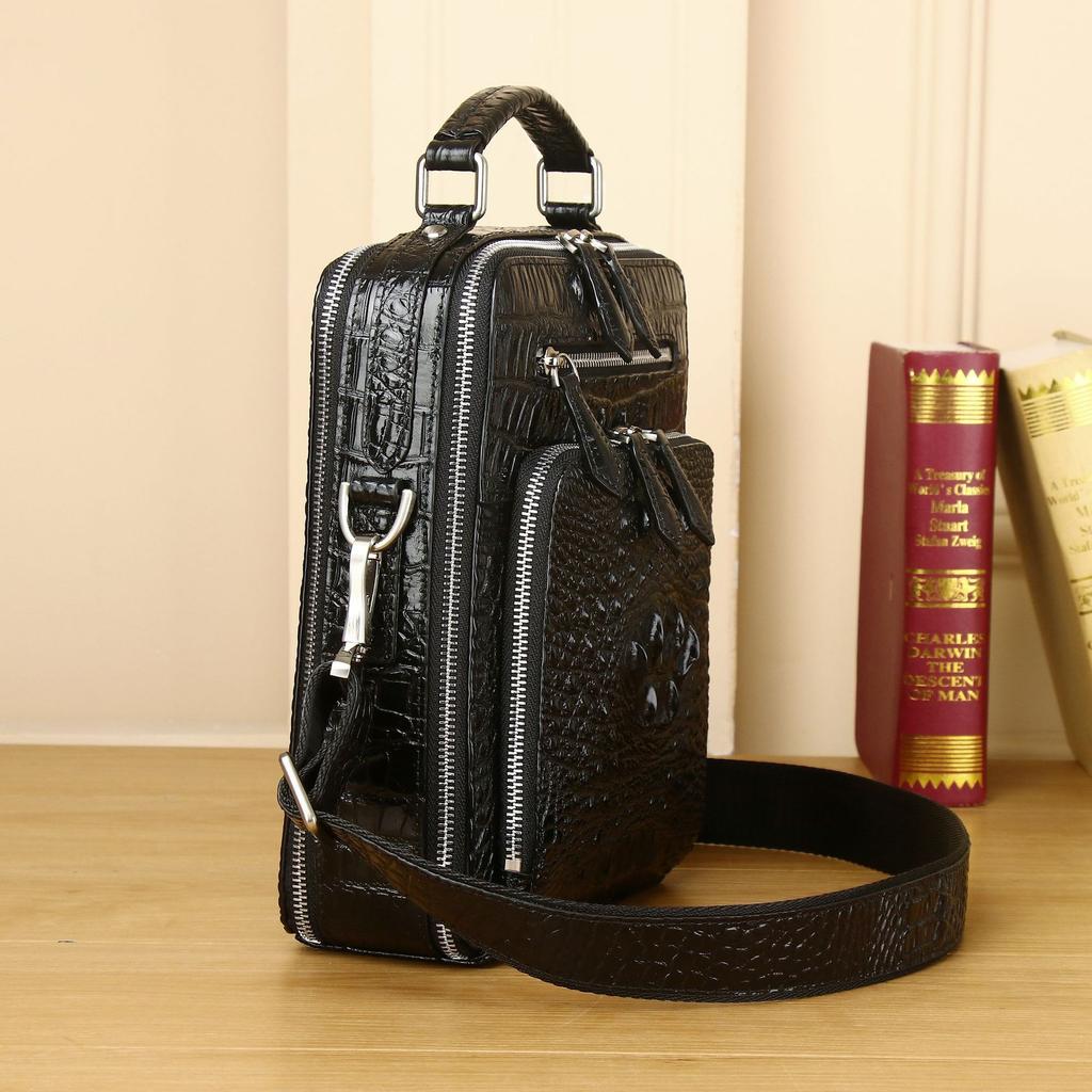 Crocodile Bone Pattern Men's Single-shoulder Crossbody Bag, Classic and Stylish Men's Handbag, High-end Business Backpack