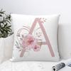Alphabet A Throw Pillow Covers, 18" X 18" Pink Floral Monogrammed Pillow Cases - Letter A Pillow Covers - Initial Pillow Cover - Soft Square Cushion