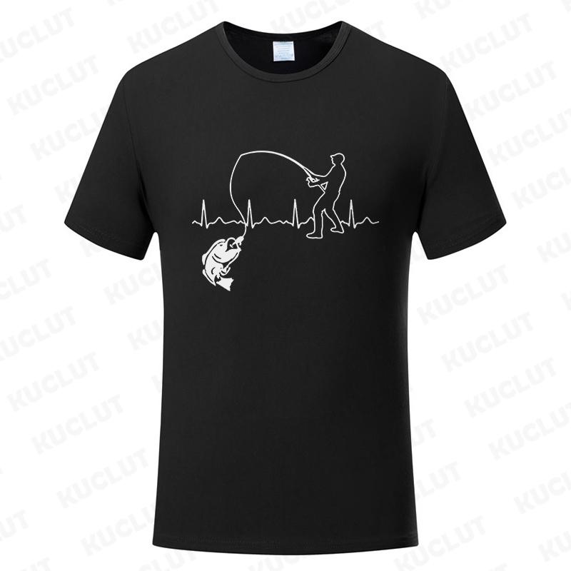 Fashion Fishing ECG T-shirt for Men Funny Design Graphic Y2k Tops Summer Short Sleeve Tees Gift for Fishing Lover Clothing
