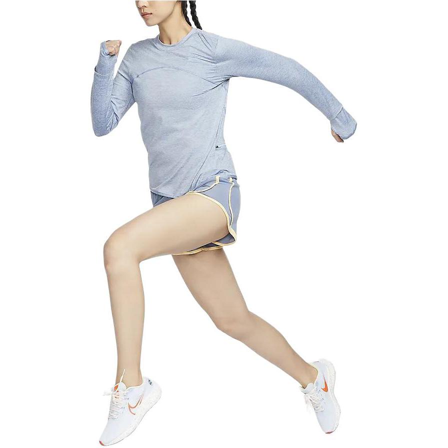 Nike T-shirt a Maniche Lunghe Casual a Girocollo Monocolore Dri-FIT ad Asciugatura Rapida da Donna Top Azzurro FB4298-440