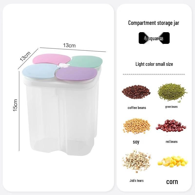 Food Grade Multi-Grain Noodles & Beans Storage Container with Sealed Compartments