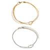2 Pieces Couple Bracelet Adjustable Chain Bracelet Knot Bracelet Alloy Texture Fashionable Accessory for Lover Couple