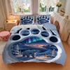 3pcs Polar Bear Footprint Duvet Cover Set -Includes 1 Duvet Cover and 2 Pillowcases, No Quilt Core, All-Season Home Decor  Yy251111106