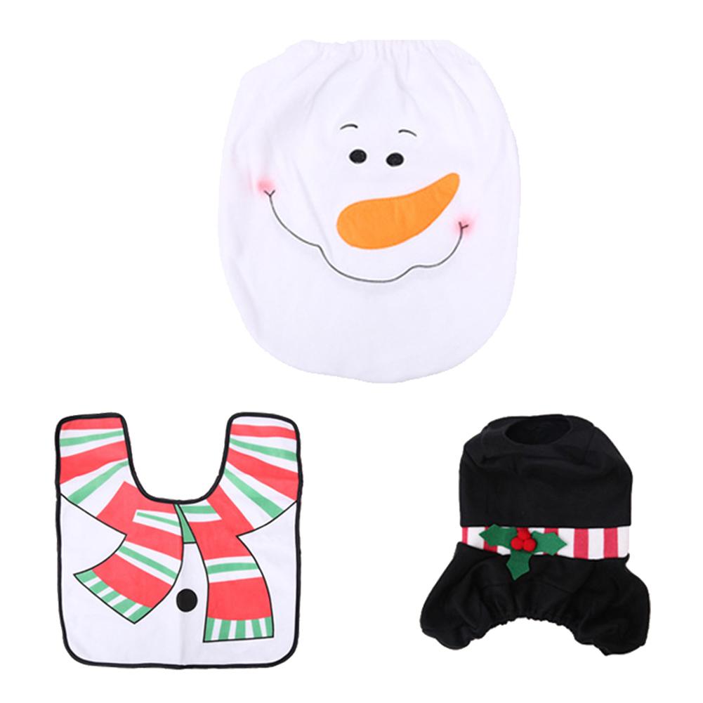 

3 шт. набор чехлов для унитаза, многоразовые рождественские чехлы для унитаза, сувениры для вечеринок, товары для ванной комнаты, новогоднее украшение