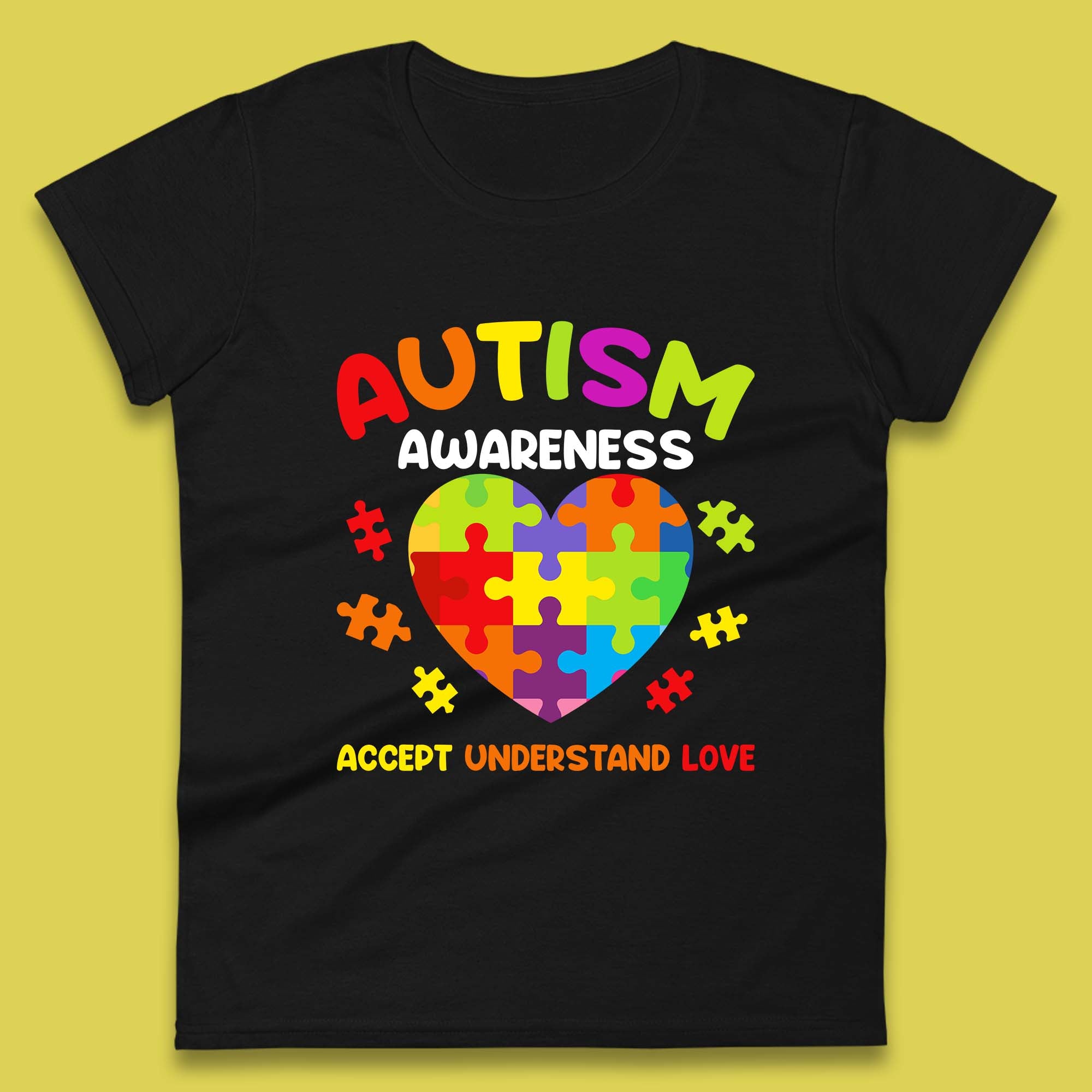 Autism Awareness Accept Understand Love Puzzle Heart Autism Support Womens Tee T Shirt Mens Tops Unisex Top S