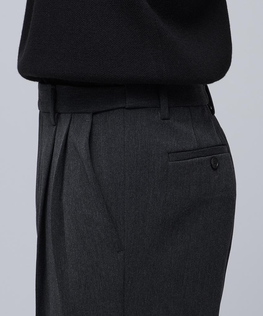 Musinsa Standard Heavyweight Fleece-Lined Real Wide Hidden Elastic Waist Slacks [Charcoal Gray]