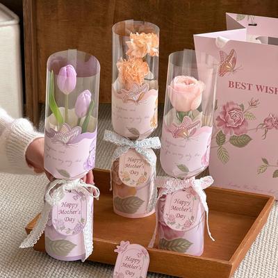 10PCS Rose Flower Bouquet Packaging Bags Flower Wrapping Bags for Mother's Day Wedding Birthday Party Gift Decoration