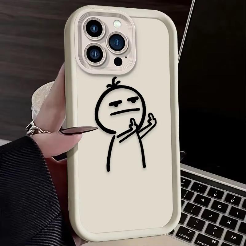 Cartoon Funny Despise Gesture Phone Case For iPhone 16 15 14 13 12 11 Pro Max XS Max XR 7 8 Plus Shockproof Silicone Back Cover