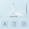 White Ceiling Fan 700mm Diameter Detachable Fan Leaf Convenient Remote Controlled Electric Fan for Bedroom Garden Tent