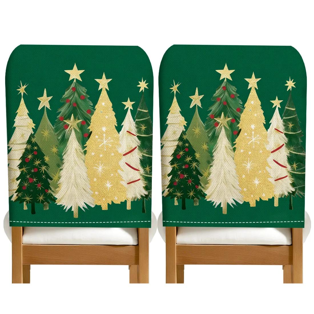 

2/4/6pcs/set 45x55cm green christmas tree Chair Cover Table Decoration Dining Seat Chair Covers Dining Room Bar Party Banquate