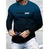 Autumn and Winter Men's Striped Geometric 3D Printed Crew Neck Long Sleeve T-Shirt