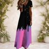 Women Plus Size V Neck Short Sleeve Polka Dot Printed White Black Straight Maxi Dress