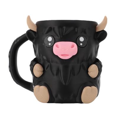 Suporte para Pote de Sorvete PLA Vaca de Desenho Animado Isolado à Prova de Vazamento Recipiente para Pote de Sorvete Suporte para Lata de Cerveja Copo com Fenda para Colher
