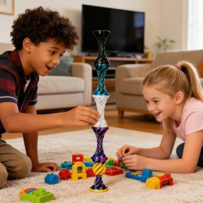 Pelota Elástica Saltarina y Pirámide Espiral de Impresión 3D Juguete para Alivio del Estrés Fidget para Adultos y Niños Oficina Aula Hogar Alivio de la Ansiedad