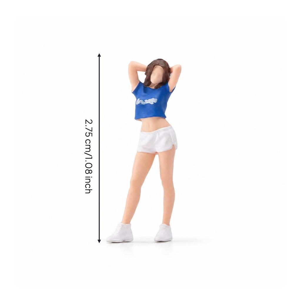 1/64 Scale Figurine Painted Female Miniature Raised Arms Figure for Collectors,