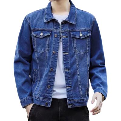 Denimrock Knappar Knappslå Varm hudberörande män Nedfällbar krage Lös passform Solid jeansytterplagg för resa
