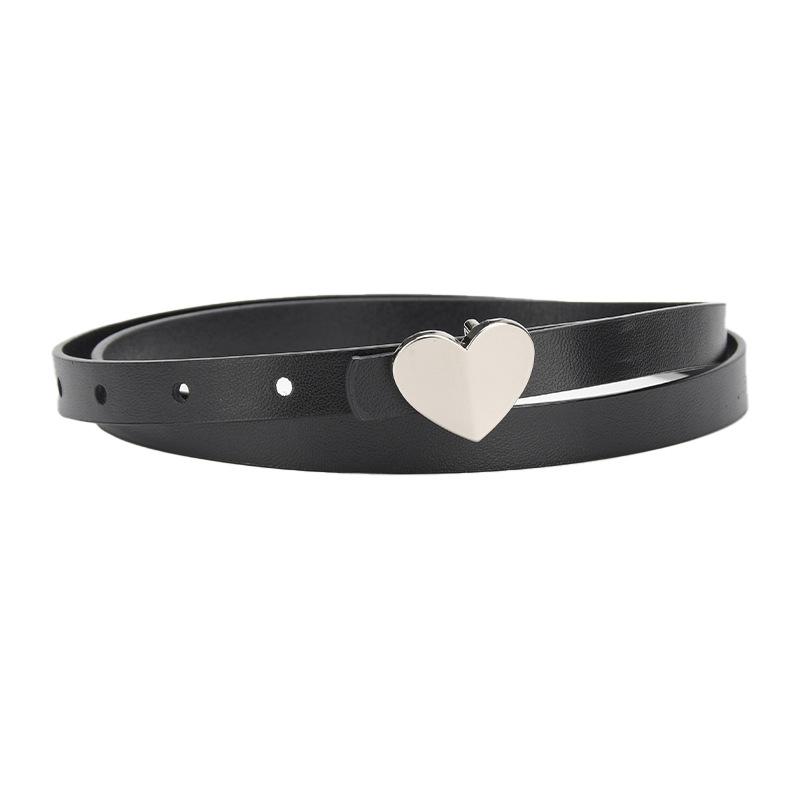 Leather Belt Women'S Thin Jeans With Decoration And Dress Pants Simple Style Heart-Shaped Belt