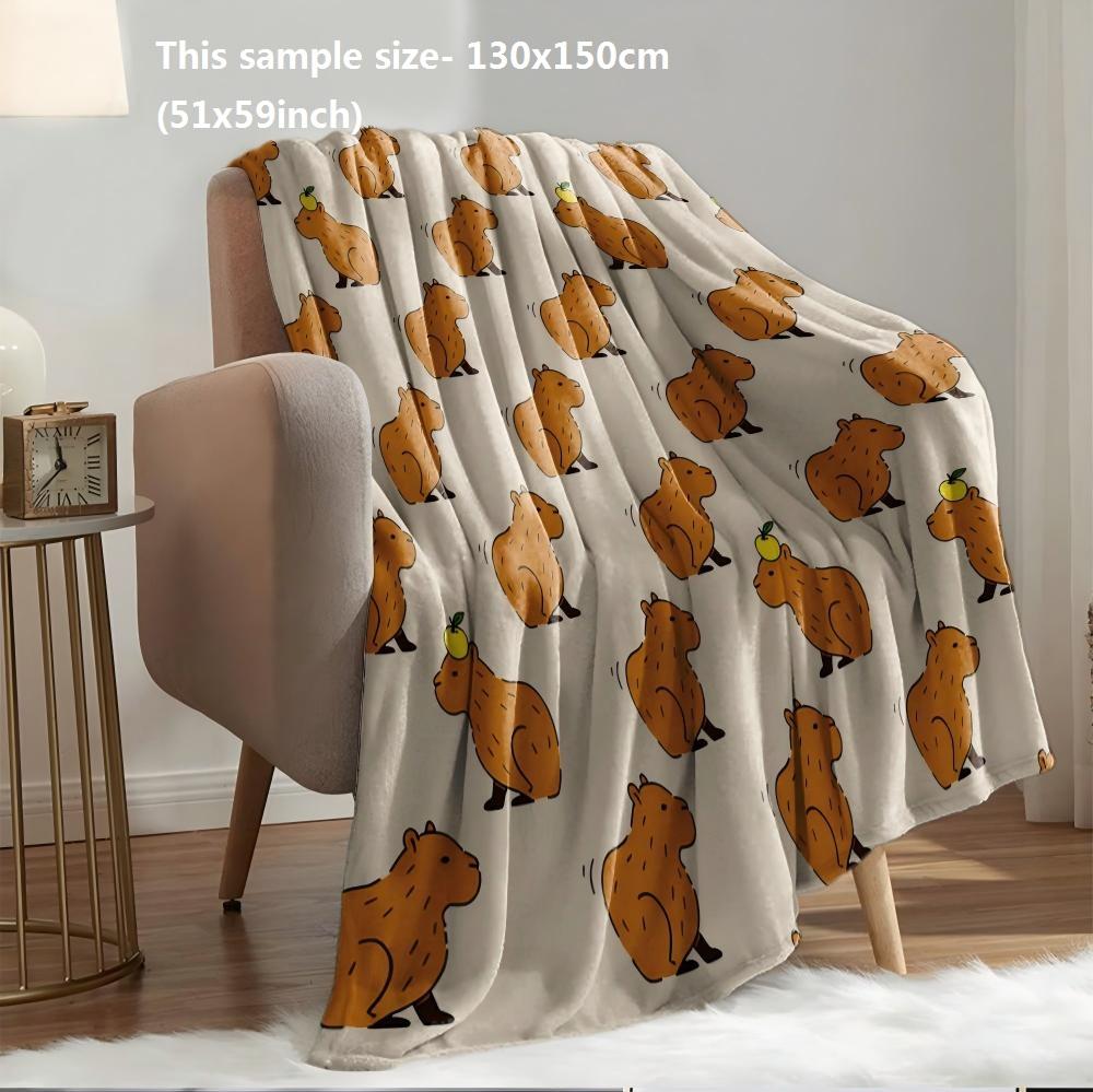 1 Stück Süßes Capybara Kunst Süße Tiere Decke Flanell Dünne Decken für Zuhause Büro Reisen Camping Perfekte Geschenke Ganzjahresnutzung
