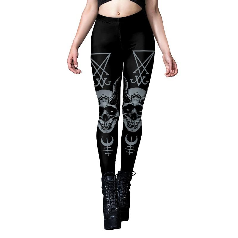 New Women's Clothing Diablo Gothic Print Yoga Skinny Fitness Punk Leggings Women