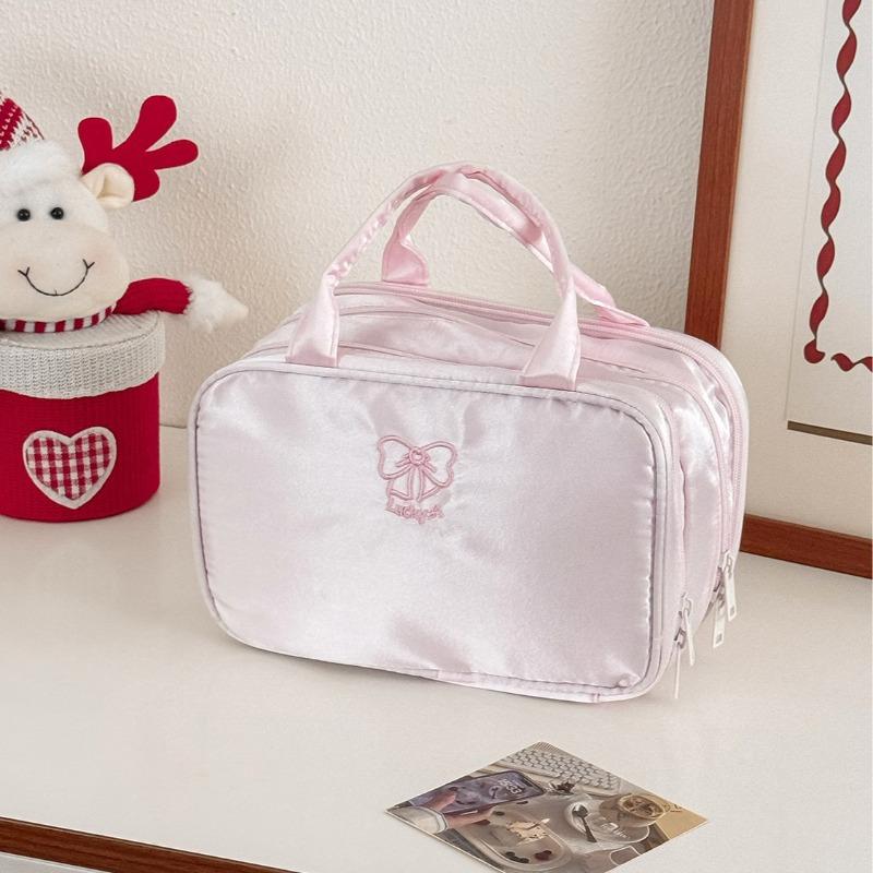 Large Capacity Travel Cosmetic Bag Women's Pink Large Tote Makeup Storage Organizer for Toiletries Easy To Carry Daily Use