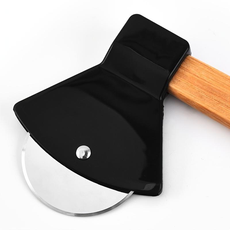 1pc Sleek Design, Stainless Steel Axe-Shaped Pizza Cutter, Wheel Slicer with Wooden Handle, Multifunctional Kitchen & Restaurant Baking Tool