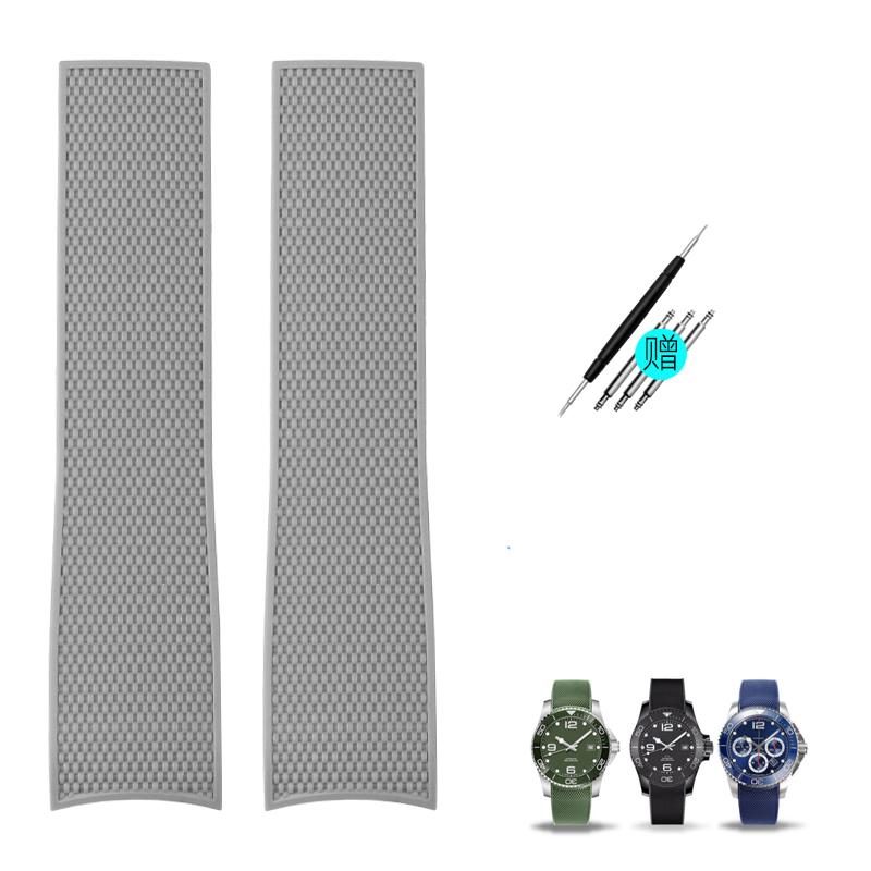 

21мм Гумовий Ремінець з Вигнутим Кінцем для Longines Conquest Силіконовий L3.742.4 642 781 782 Стиль Браслет Складана Застібка Ремінець для Годинника 21mm