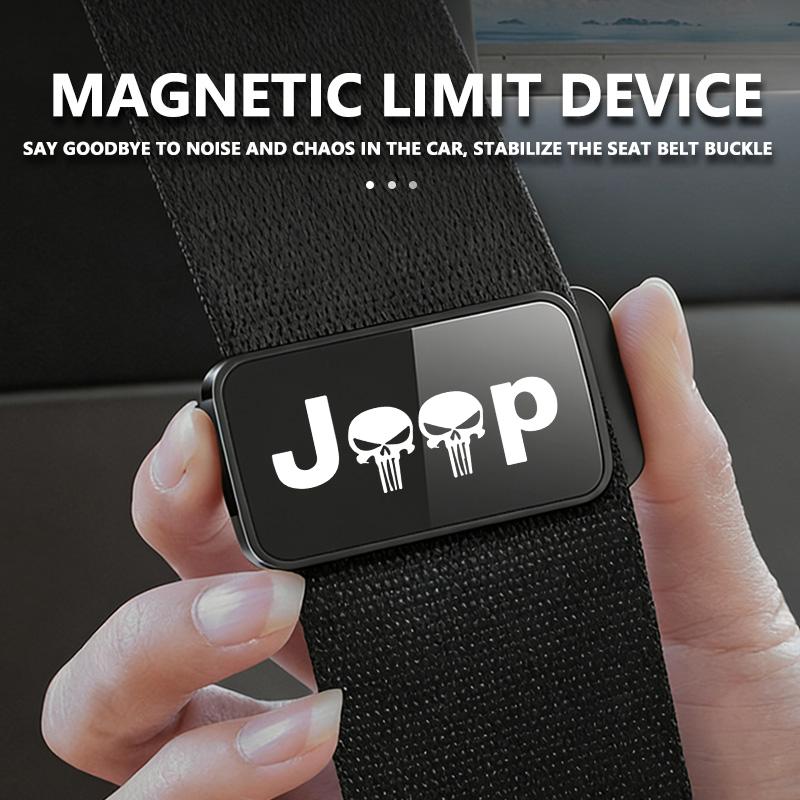 EPY1 Car Logo Seat Belt Magnetic Stabilizer Decorative Accessories For Jeep Cherokee Patriot Liberty Wrangler JK JL Commander