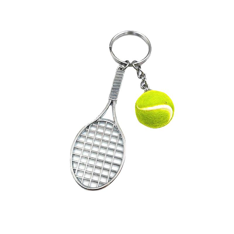 SCIONE Creative Alloy Tennis Key Chain DIY Sports Tennis Racket Pendant Mini Tennis Key Chain Two-piece Pendant Small Gift
