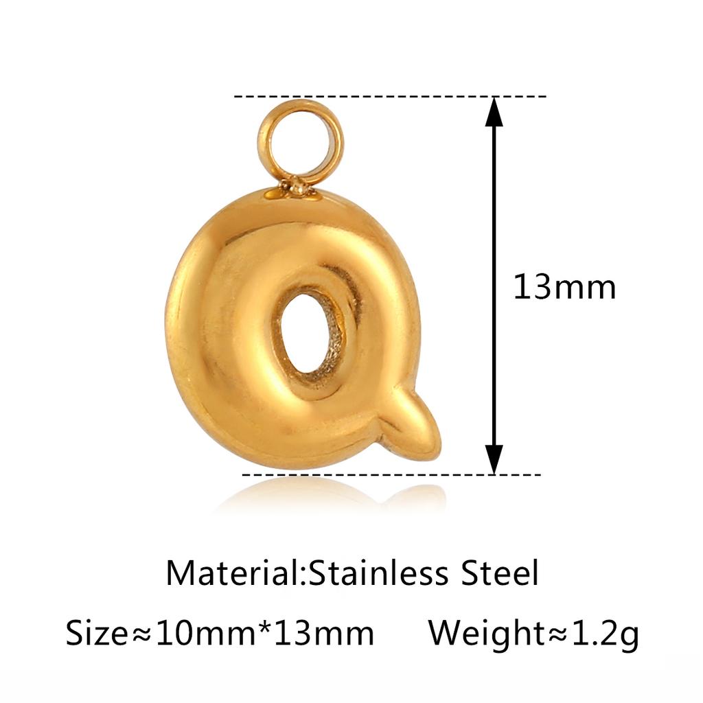 3Pcs Bubble Letter Charms Fadeless Gold Color PVD Plated Balloon Alphabet A-Z Pedant DIY Initial Necklaces Women Jewelry Making